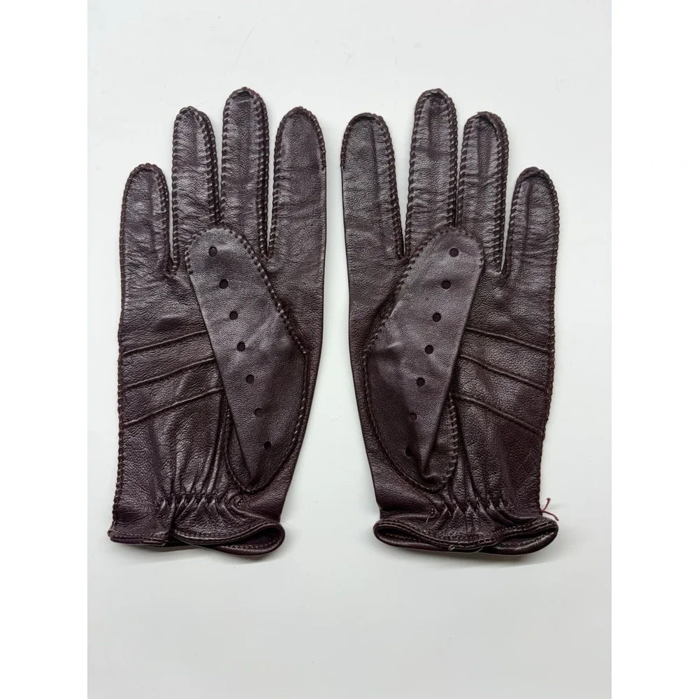 Driving Gloves Knuckle Cutout Breathability Open Back Snap Women 7.5-8 Small Red